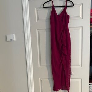 Lulu's Fuchsia Ruffle Maxi Dress